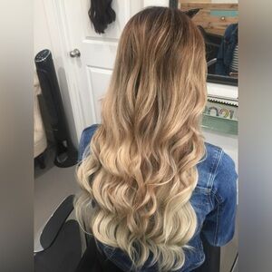 Halo couture extensions, real human hair.